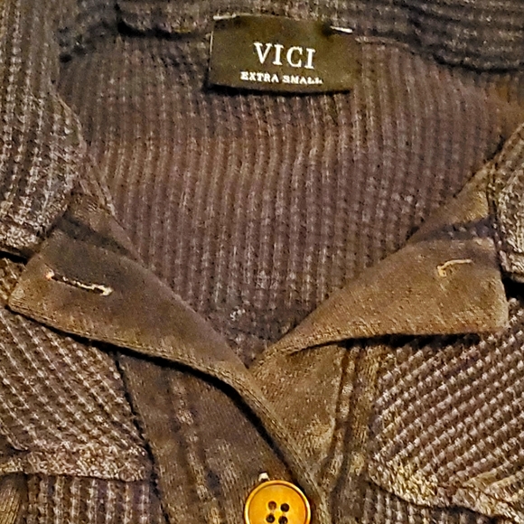 VICI DOLLS RIGO Boutique Mineral Wash Waffle Thermal Button down Shacket XS - Picture 4 of 6